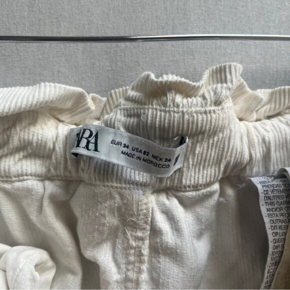 Zara paper bag high waist corduroy slim fit pants Sz 2 /24” - Picture 6 of 11